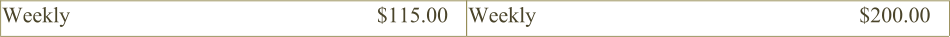 Weekly                                                        $115.00 Weekly                                                           $200.00